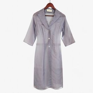 Vintage Ronit Zilkha Runway Periwinkle Silk Organza Sheer Duster Jacket Dress 6